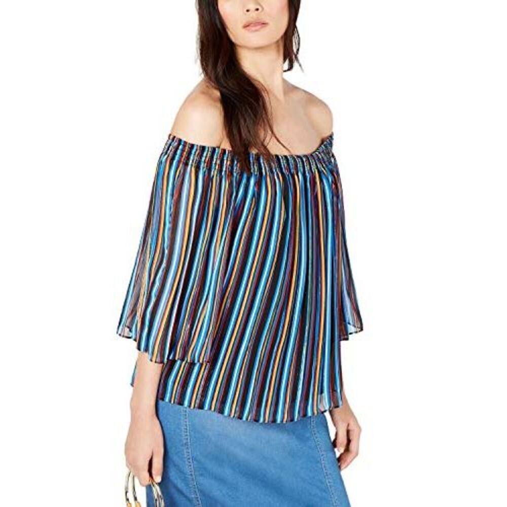 INC International Concepts INC Printed Pleated Off-The-Shoulder Top